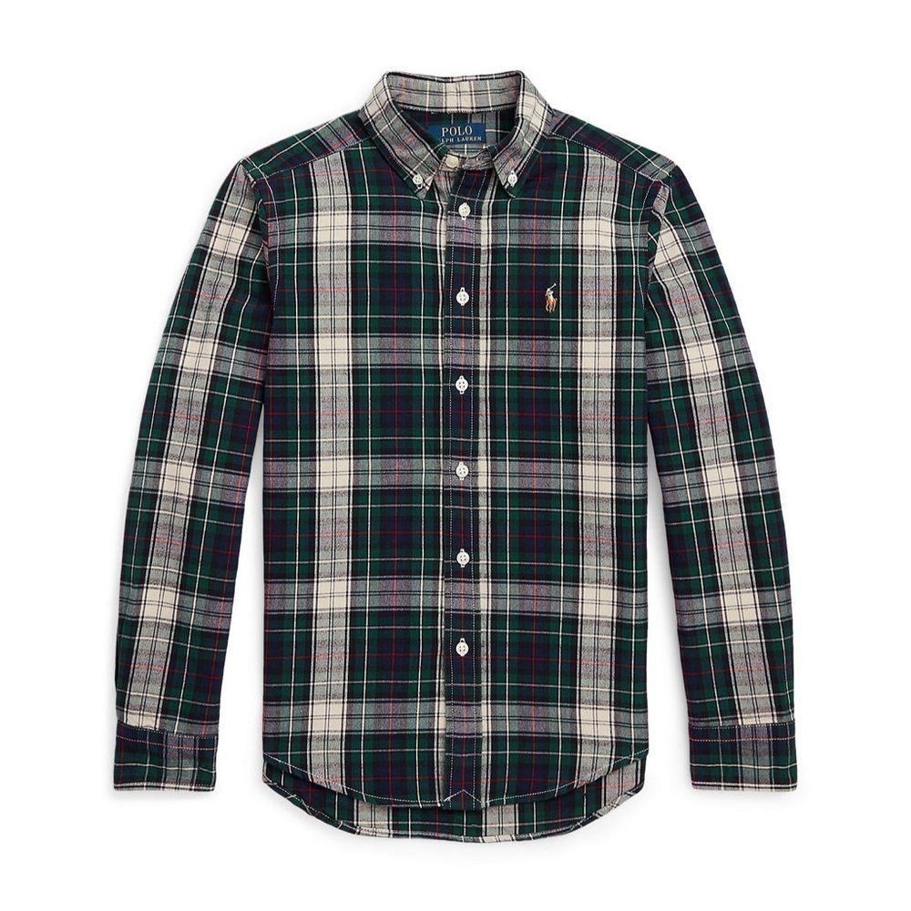 NWOT Polo by Ralph Lauren Kid’s Dark Green and White Plaid Shirt